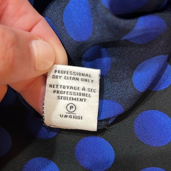 Diane Von Furstenberg Polka Dot Silk Wide Leg Jumpsuit Blue Black Sheer 14 NWT - Picture 15 of 15